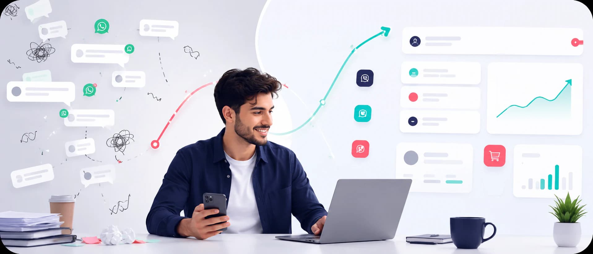 Scattered WhatsApp conversations organized inside the Taly workspace
