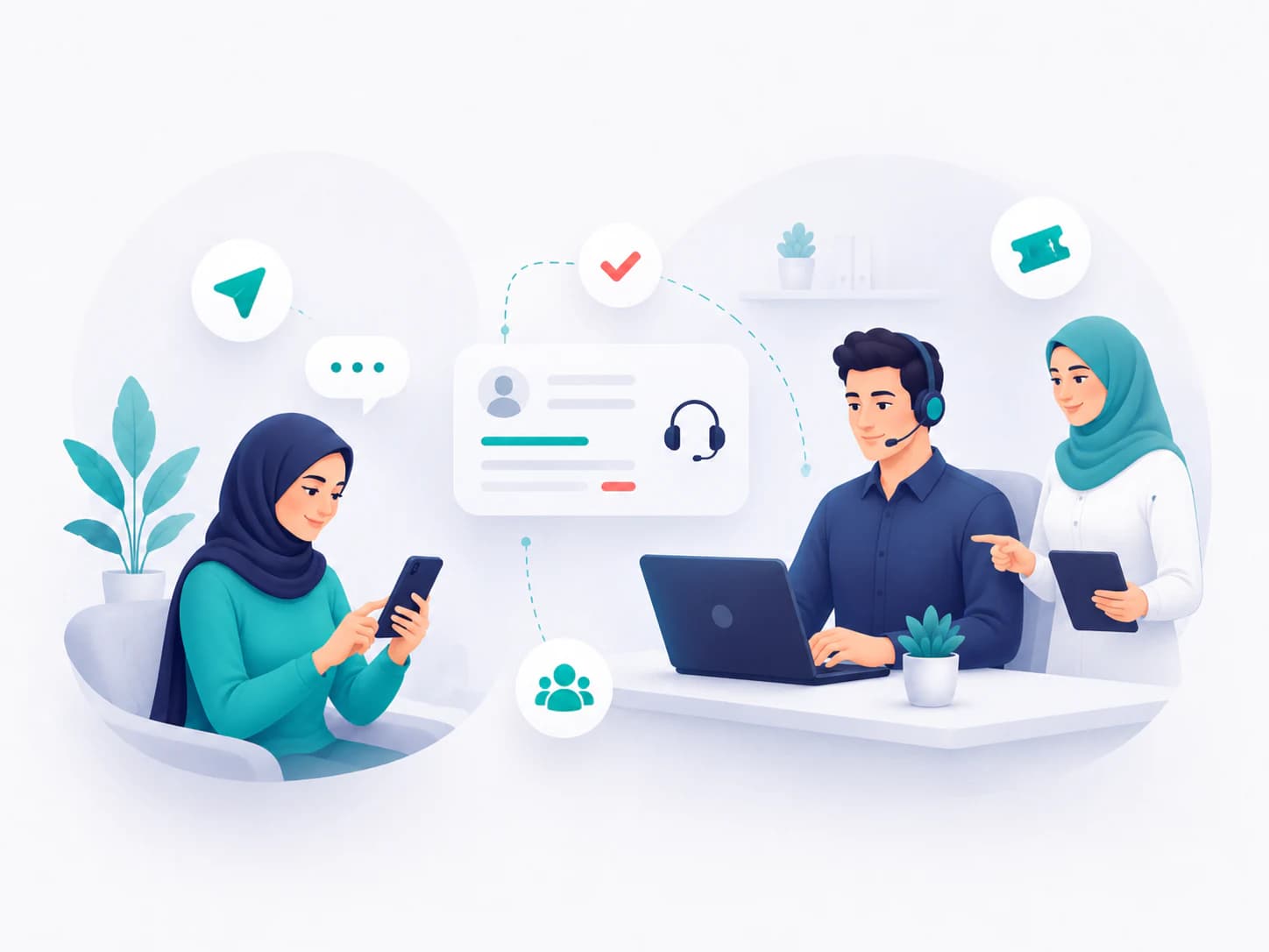 Customer support team managing conversations and tickets from one workspace