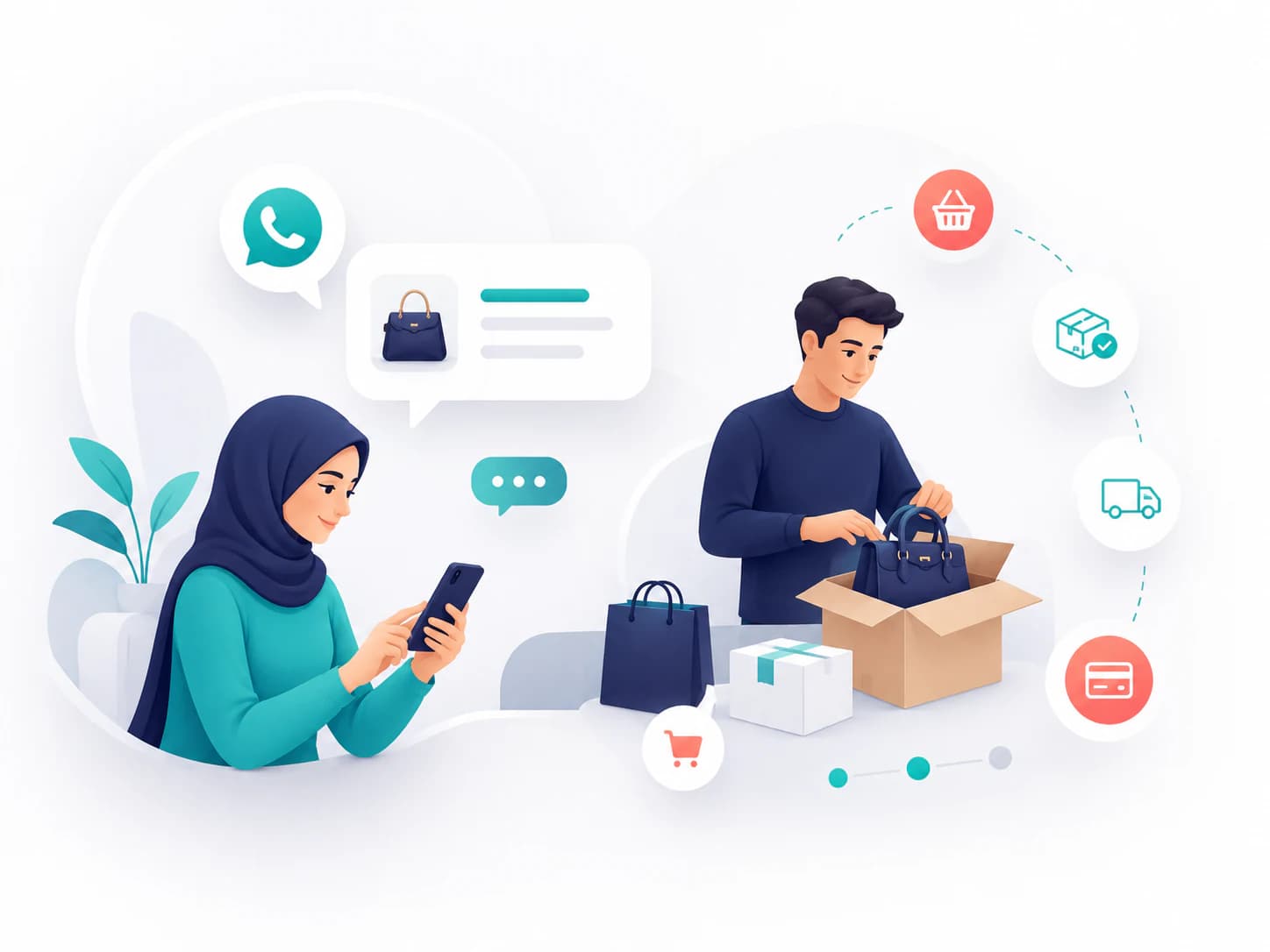 Ecommerce orders organized from customer messages through payment and delivery