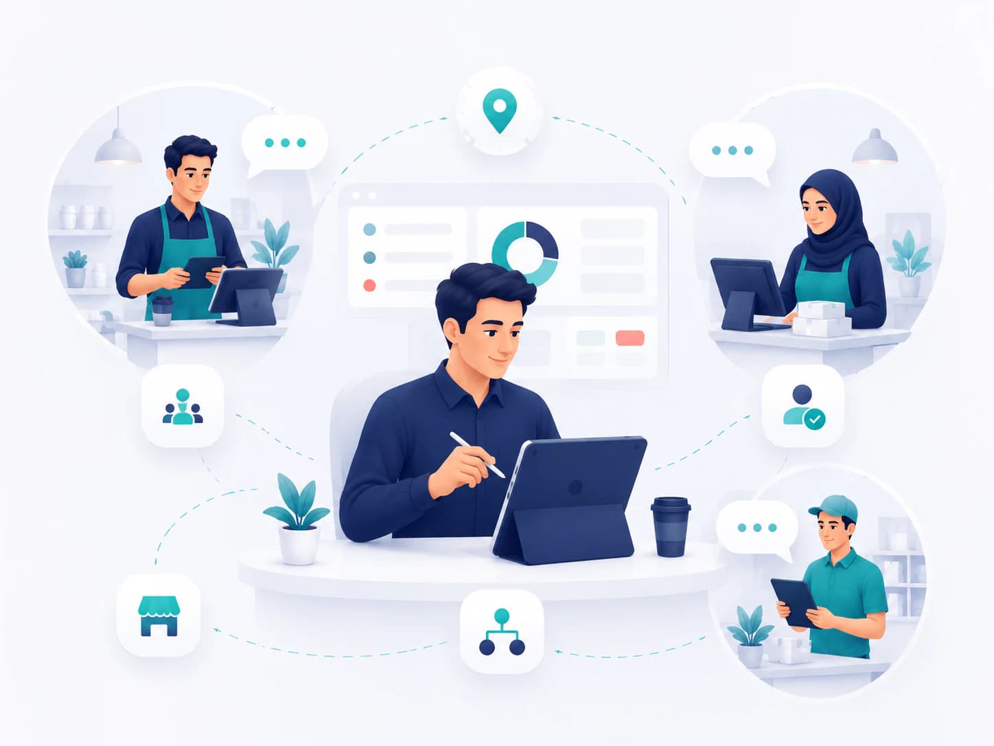 Multiple branches and teams managed from one operations dashboard